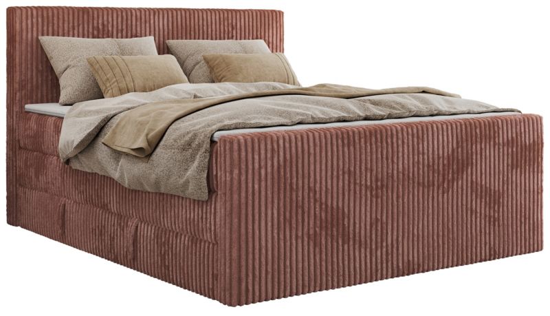 Łóżko kontynentalne MKS Meble TILIANO KING DUO 160x200 H4 różowy sztruks 1szt.