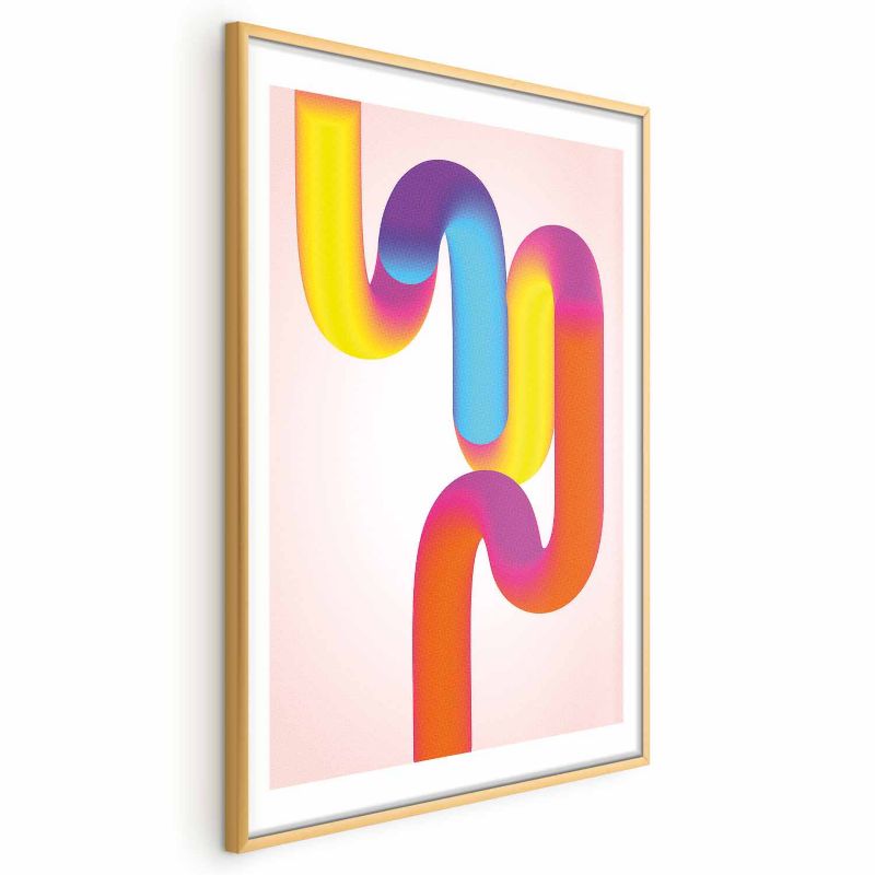 Plakat Artgeist Tęczowe Rurki 60x90 cm z ramą złotą 1 szt