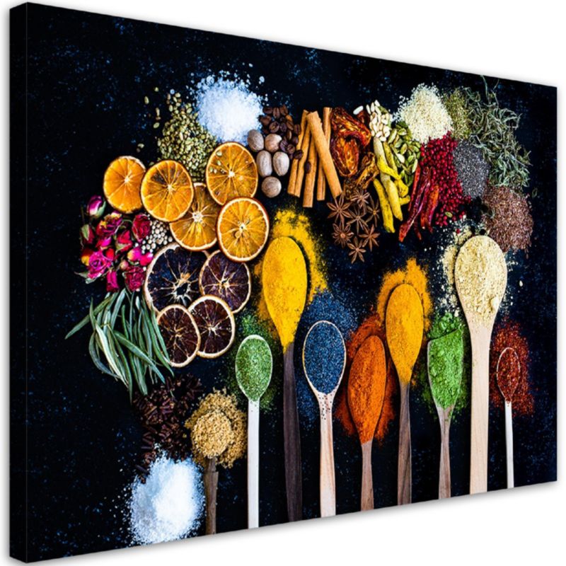 Obraz do kuchni jadalni Feeby Zioła Kolorowe Przyprawy 90x60cm 1szt