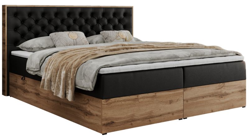 Łóżko kontynentalne MKS Meble ALBERO 3 120x200 H3 Czarny ecoskóra 1szt.