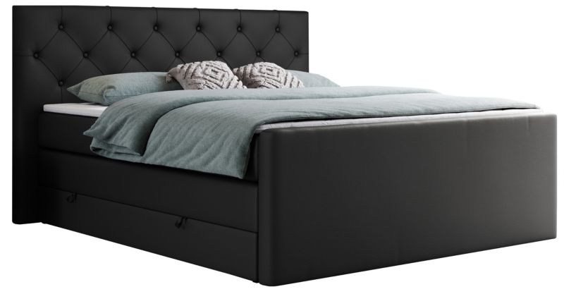 Łóżko kontynentalne MKS Meble KING VELEN 180x200 H3 czarny ekoskóra 1szt.