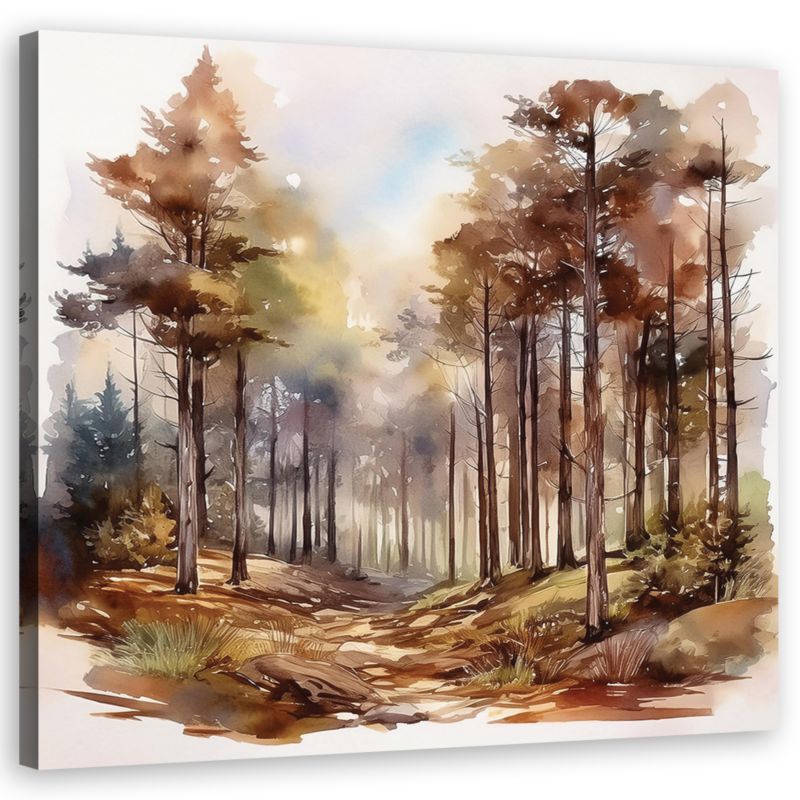 Obraz do salonu sypialni Feeby Drzewa Las Jesień Akwarela 60x60 cm 1szt