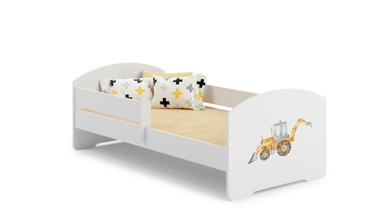Łożko dziecięce Kobi LUK z barierką 160x80 Kobi Żółta koparka 1 szt.