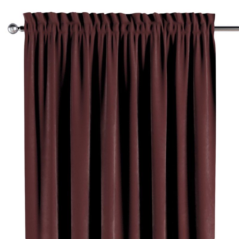 Zasłona na kanale z grzywką Dekoria 130x260 cm Velvet bordowy 1 szt.