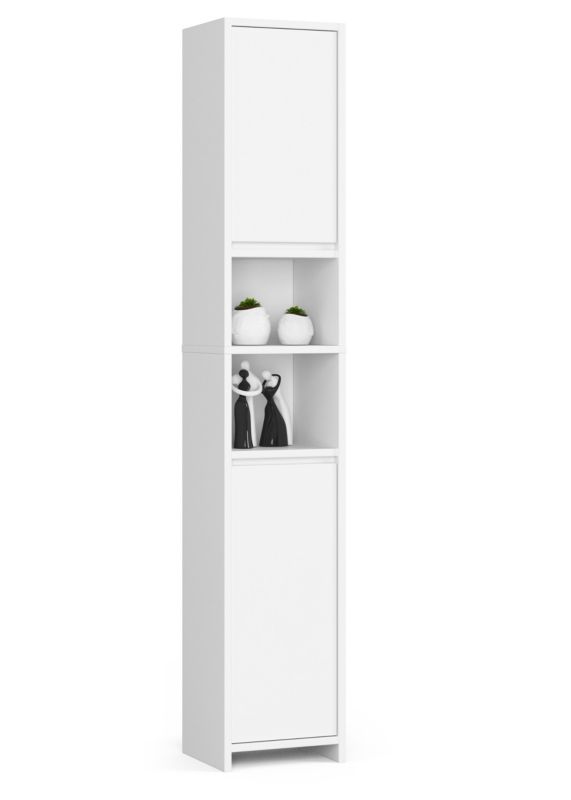 Słupek łazienkowy Akord Uni Biały mat 32 cm 2 drzwi 4 półki 32x28x180 cm 1 szt.