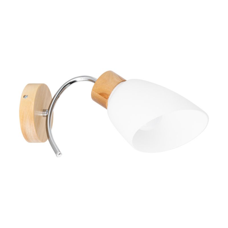 Drewniany Kinkiet SPOT Light 1xE27 Max.60W Naturalna Brzoza FSC z Białym Kloszem, Polski Producent, 1 szt.