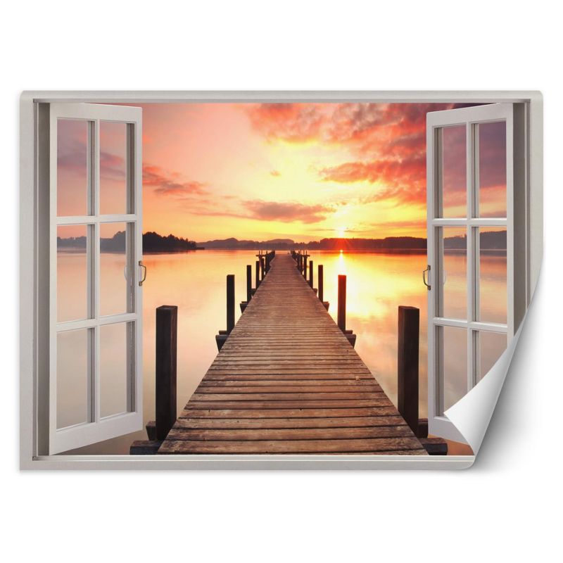 Fototapeta Feeby Okno zachód słońca pomost 140x100 1 szt