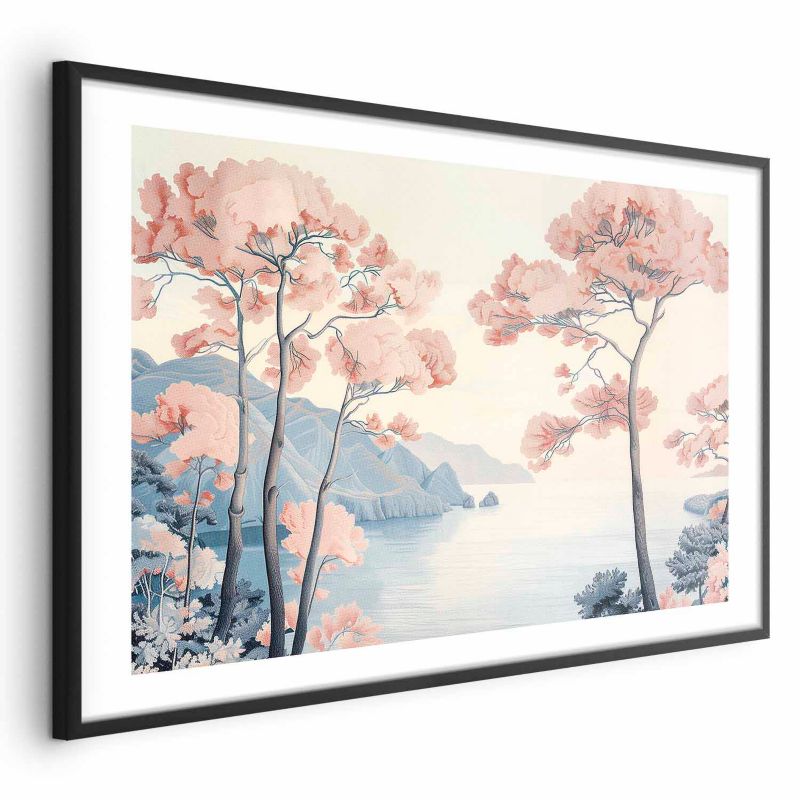 Plakat Artgeist Ocean i drzewa 42x29,7 cm z ramą czarną 1 szt