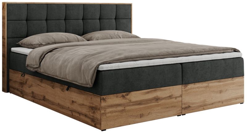 Łóżko kontynentalne MKS Meble ALBERO 1 160x200 H4 Ciemnoszary struktura 1szt.
