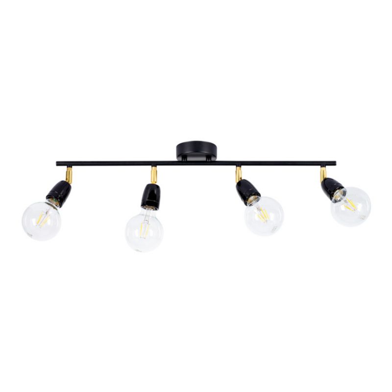 Lampa Sufitowa SPOT Light 4xE27 Max.25W Czarny Metal i Ceramika z Złotymi Akcentami, Polski Producent, 1 szt.