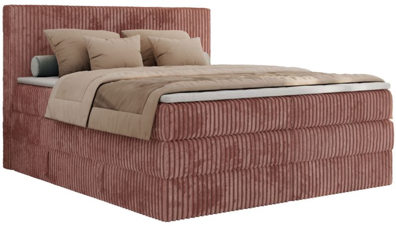 Łóżko kontynentalne MKS Meble TILIANO KING 140x200 H3 różowy sztruks 1szt.