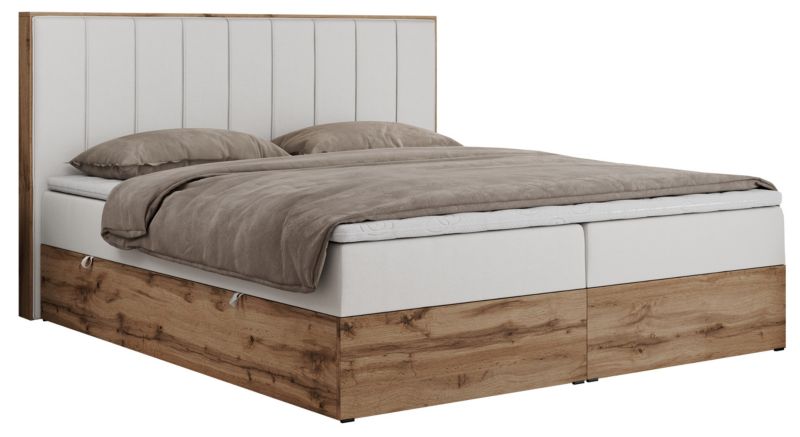Łóżko kontynentalne MKS Meble BELLISSIMO 180x200 H4 biały ekoskóra 1szt.