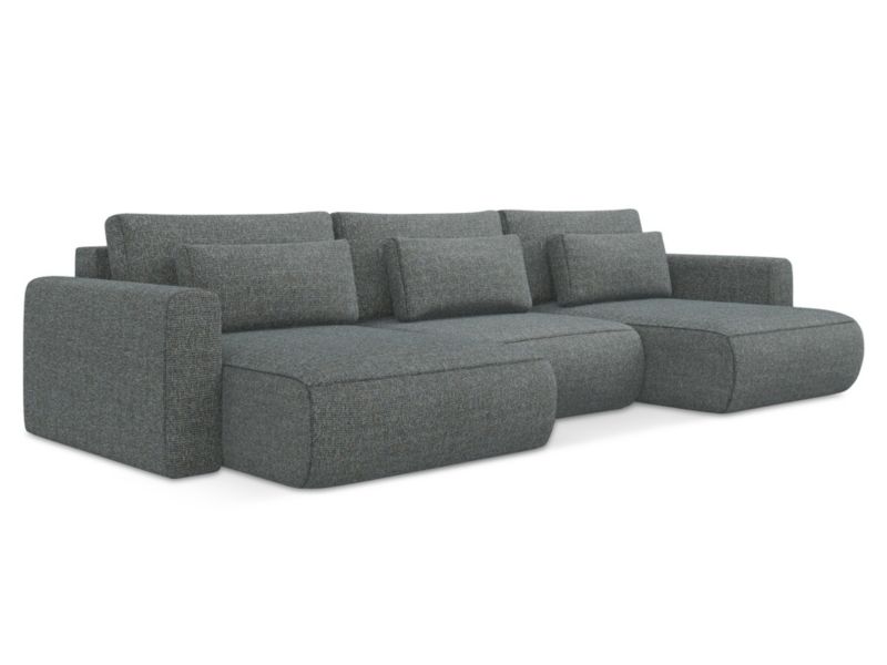 Sofa panoramiczna z funkcją spania Makamii Kapua z tkaniny strukturalnej 340x149 cm stalowy 1 szt.