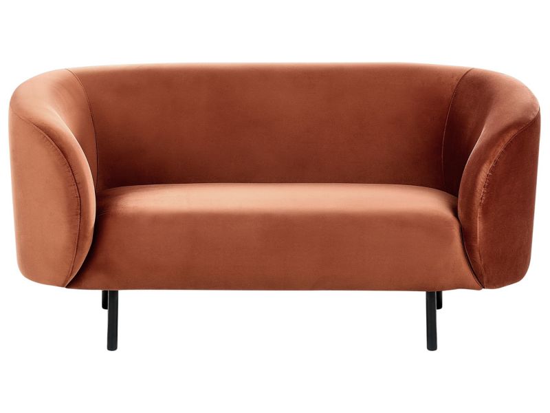 Sofa dwuosobowa welurowa pomarańczowa Loen 1 szt.