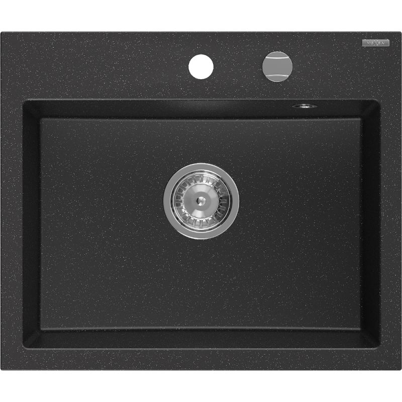 Zlewozmywak wpuszczany Mexen Oscar 1-komorowy czarny/złoty 580x490 mm - 6519581000-75-G 1 szt.