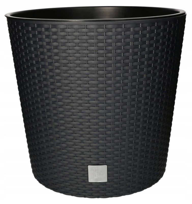 Doniczka rattan KOTARBAU okrągła z wkładem antracyt 400x375 mm 1 szt.