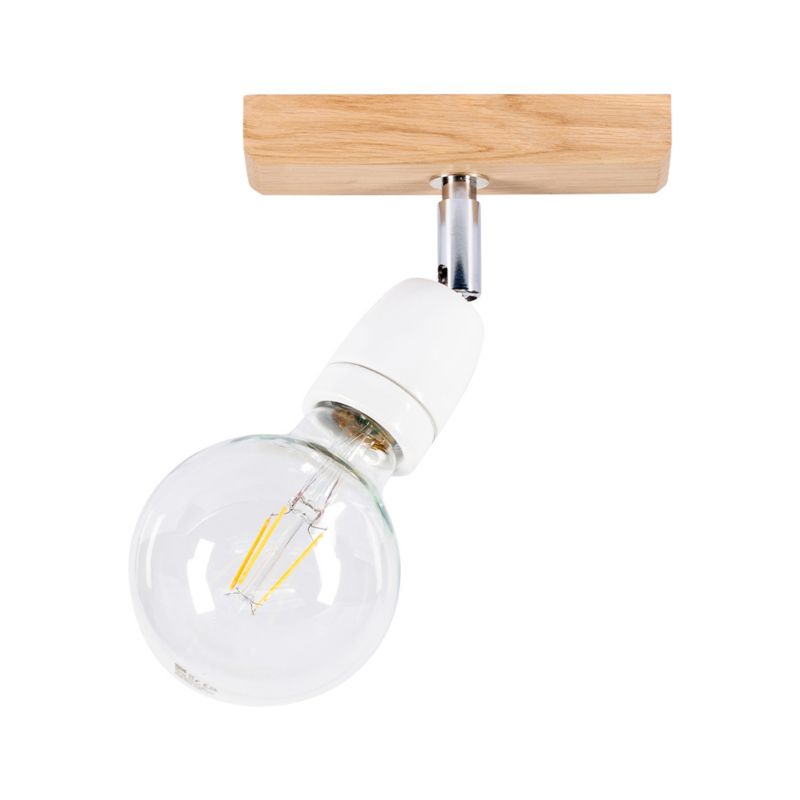 Drewniany Kinkiet SPOT Light 1xE27 Max.25W Dąb Olejowany FSC z Akcentem Bieli, Polski Producent, 1 szt.