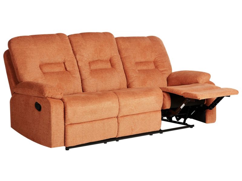 Sofa z manualną funkcją relaksu 3-osobowa pomarańczowa Bergen 1 szt.