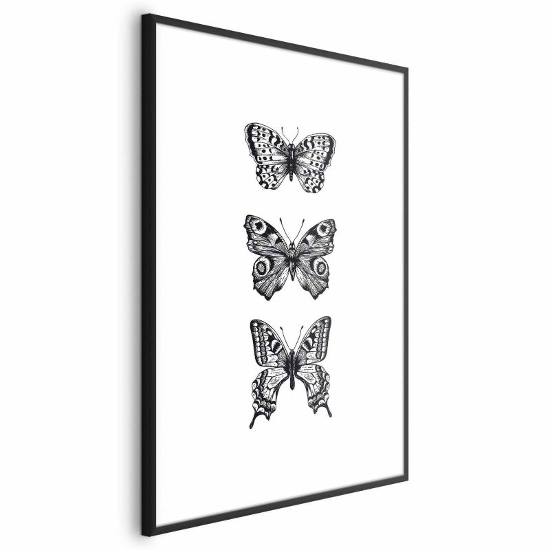 Plakat Artgeist Trzy motyle 60x90 cm z ramą czarną 1 szt