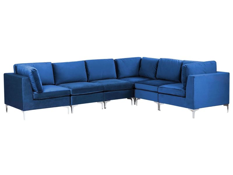Sofa narożna Evja Granatowy Welur Lewostronny 1 szt.