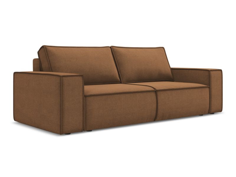 Kanapa 3-osobowa z funkcją spania Makamii Kimo z tkaniny strukturalnej 255x105 cm terakota 1 szt.