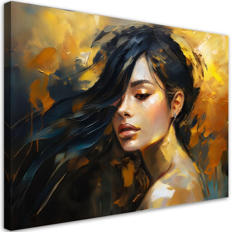 Obraz do salonu sypialni Feeby Portret Kobiety Glamour Złoty 90x60 cm 1szt