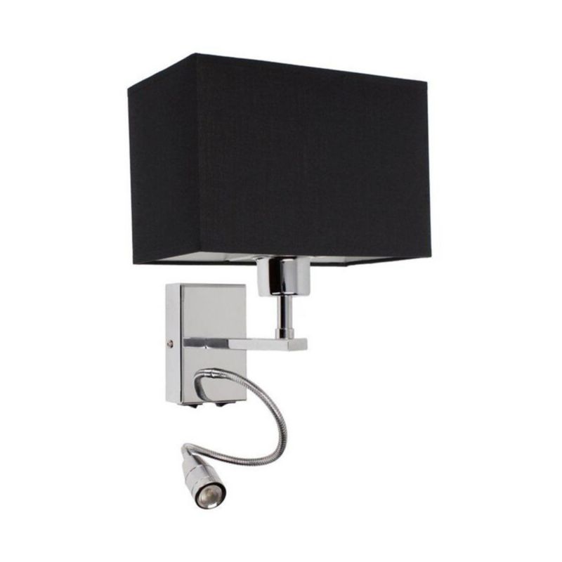 Kinkiet SPOT Light 1xE27 Max.25W, 1xLED Zintegrowany 2,5W Połączenie Chromu z Czarnym Abażurem, 1 szt.