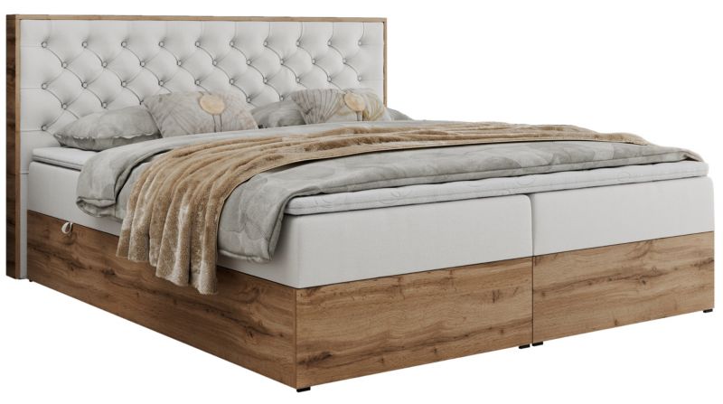 Łóżko kontynentalne MKS Meble ALBERO 3 180x200 H4 Biały ecoskóra 1szt.