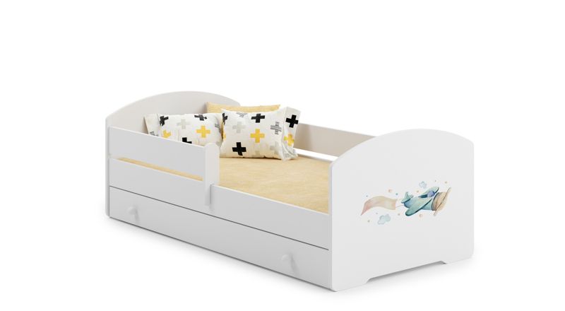 Łożko dziecięce Kobi LUK z szufladą i barierką 140x70 Kobi Samolot 1 szt.