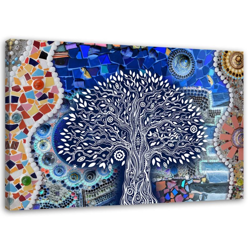 Obraz do salonu nowoczesny Feeby Drzewo Życia Klimt Niebieski 120x80cm 1szt