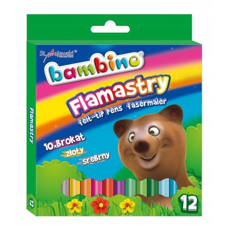 FLAMASTRY BROKATOWE BAMBINO 12 KOLORÓW