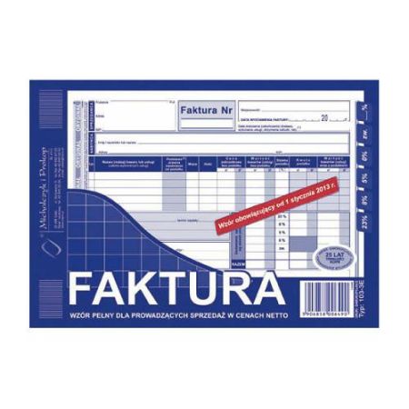 FAKTURA VAT A5 ORYGINAŁ + KOPIA 103-3E