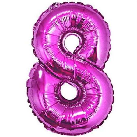 Balon foliowy Cyfra Ciemny róż "8" - Wielkość 92cm