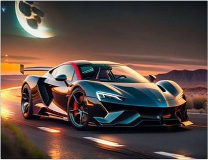 DIAMENTOWA MOZAIKA AUTO FERRARI NOCĄ PAK 60 30X40