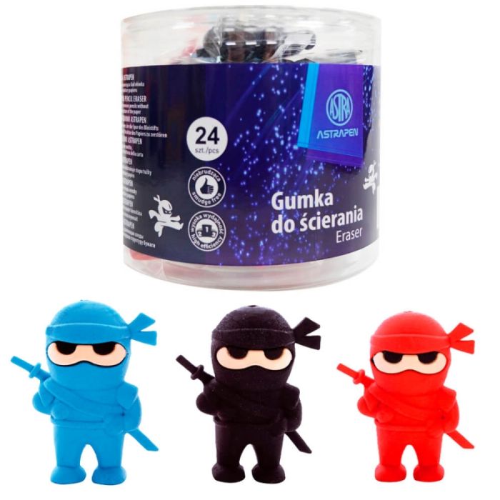 Gumka w kształcie Ninja Astra, drum 24 szt.