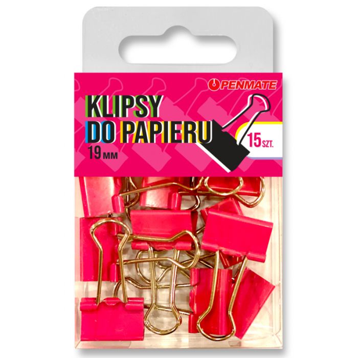 Penmate Klipsy do papieru 19 mm Kolor różowe