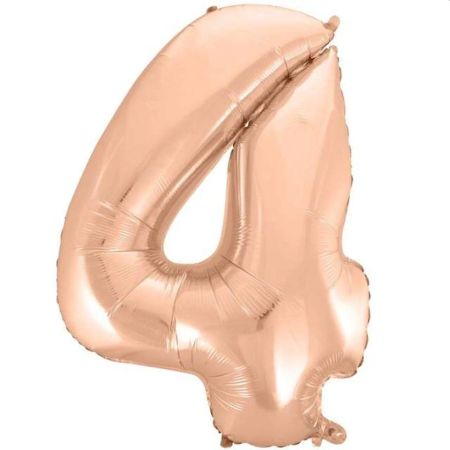 BALON FOLIOWY RÓŻ-ZŁOTY CYFRA 4 92CM