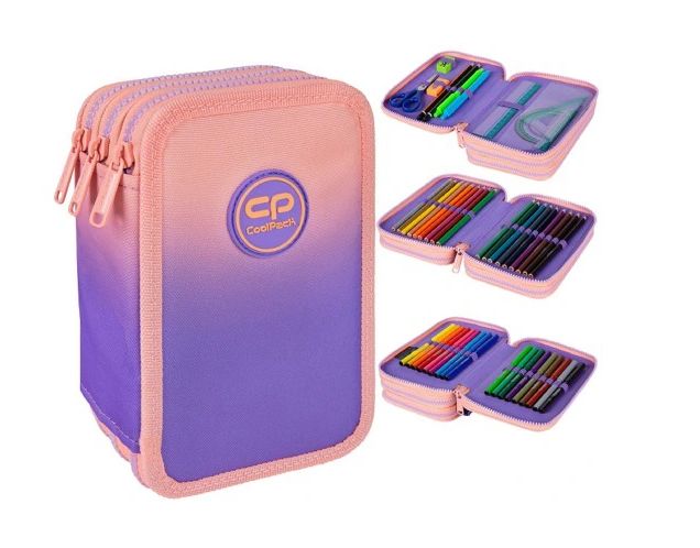 Coolpack Piórnik potrójny Jumper 3 z wyposażeniem GRADIENT BERRY