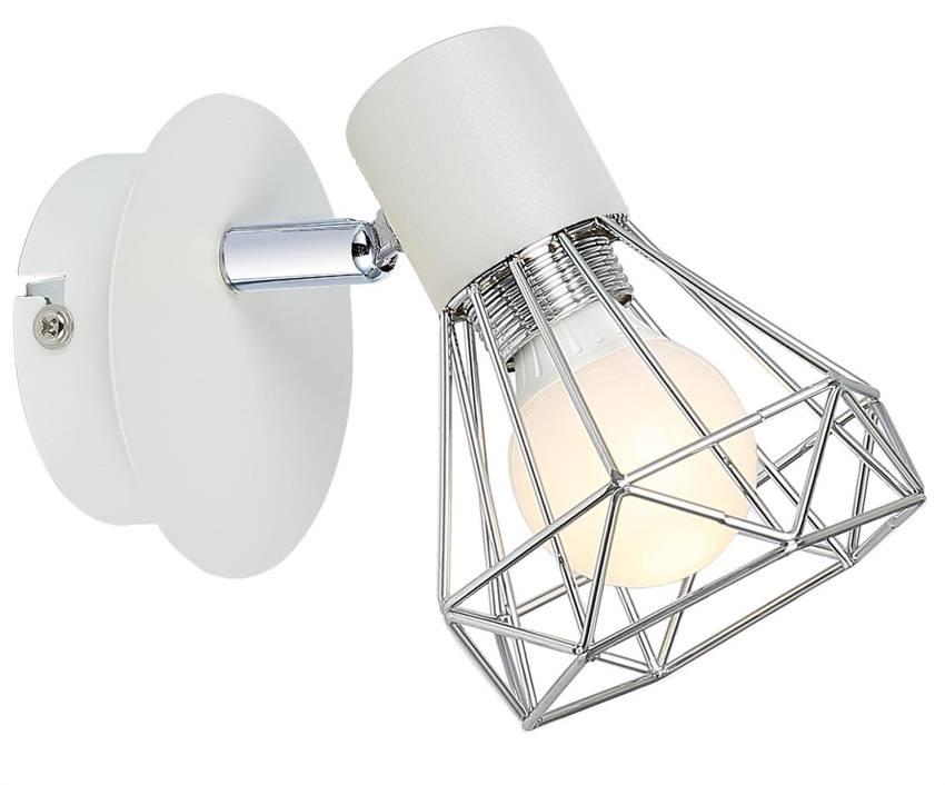 Lampa ścienna kinkiet 1X40W E14 biały abażur chrom VERVE