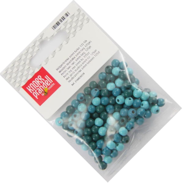 korale drewniane fi 6mm 125szt mix turkusowy KNORR