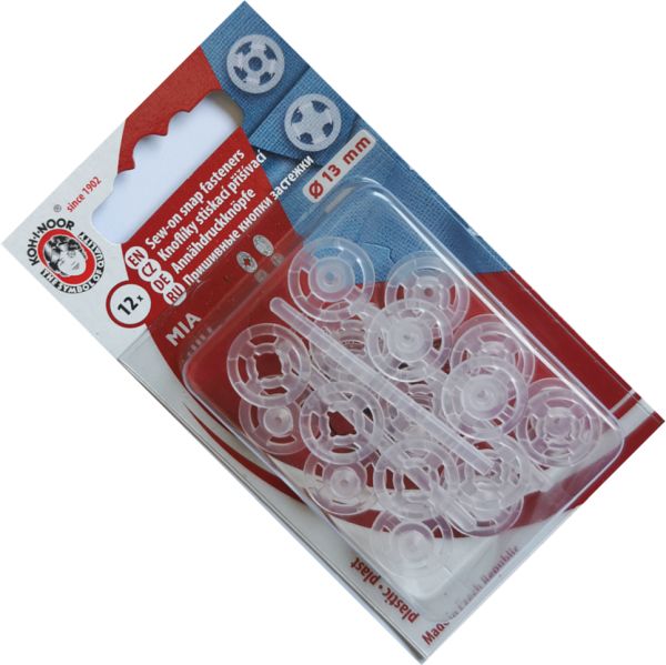 zatrzaski plastikowe 5 (13mm) przeźroczyste 12szt
