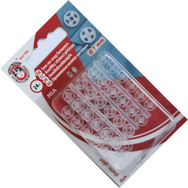 zatrzaski plastikowe 1/2 (7mm) przeźroczyste 24szt