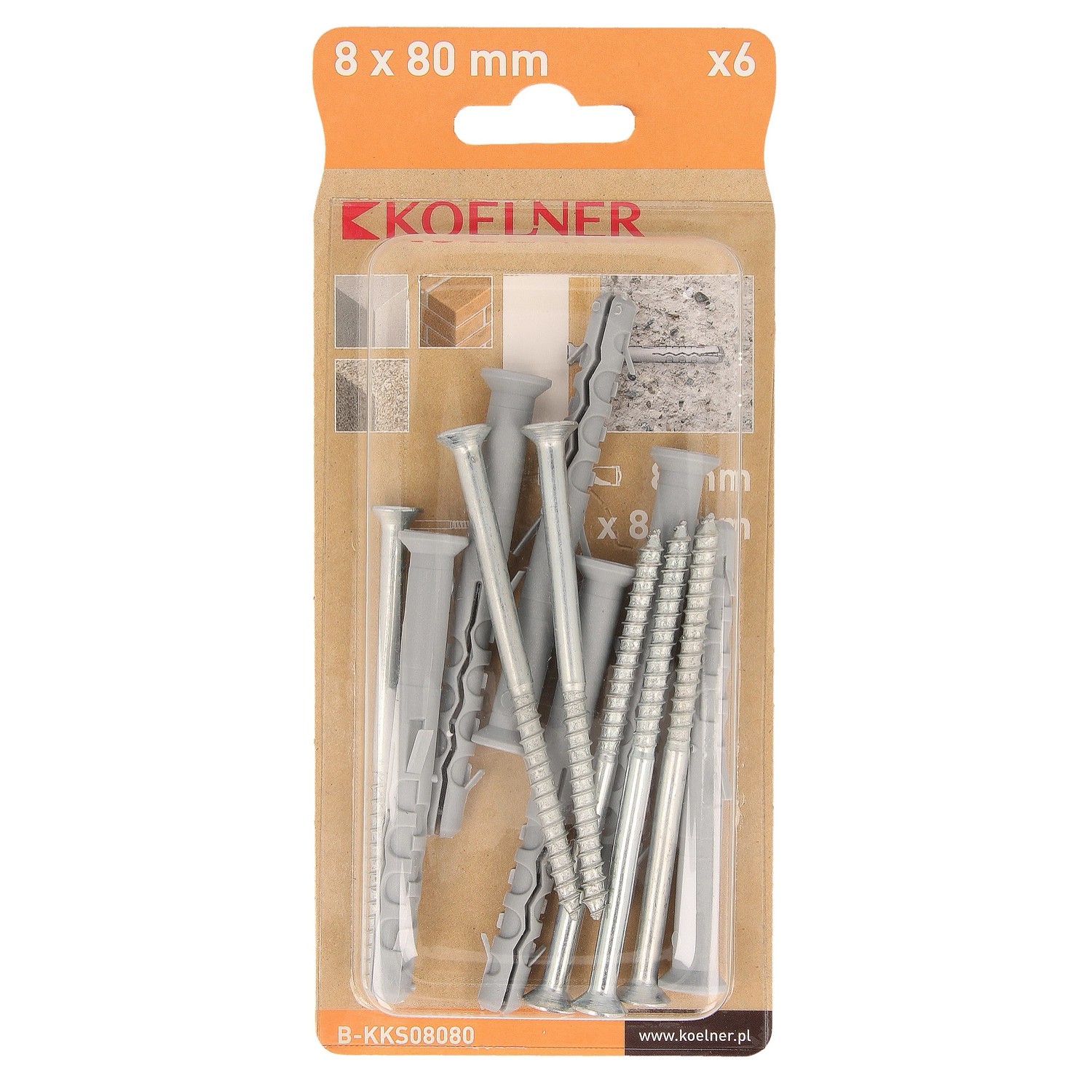 Rawlplug Kołek KKS ramowy 8x80mm z wkrętem PZ 6 szt.