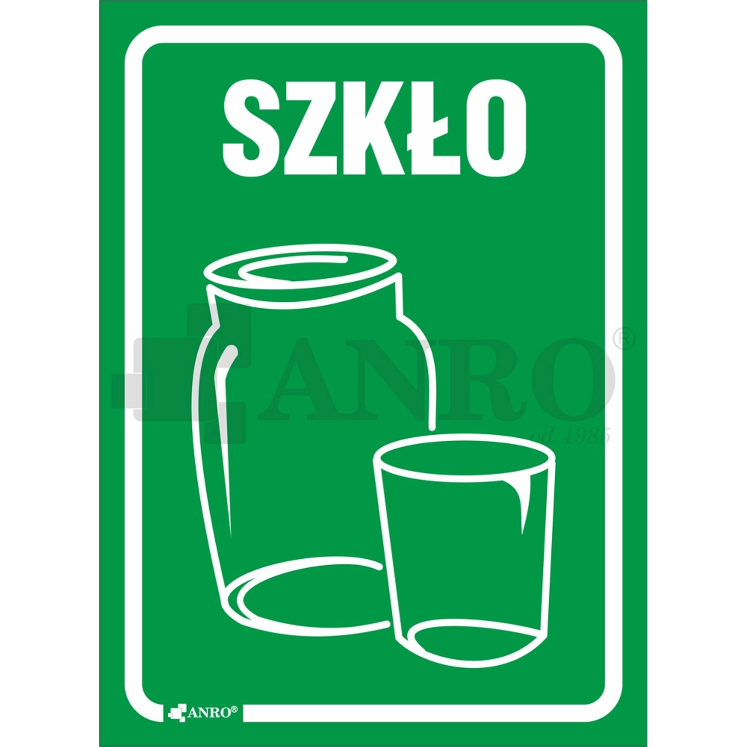 Brik Naklejka na kosz Szkło zielona 15 cm x 20 cm