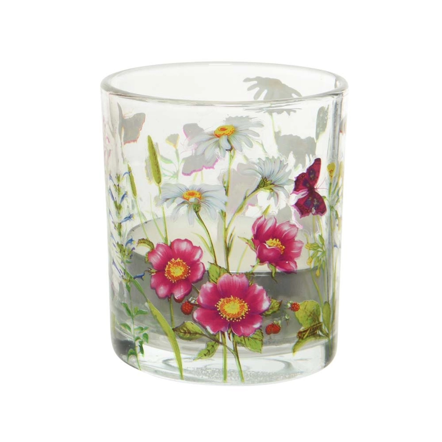 Świecznik szklany tealight kwiatki - śr. 7 cm