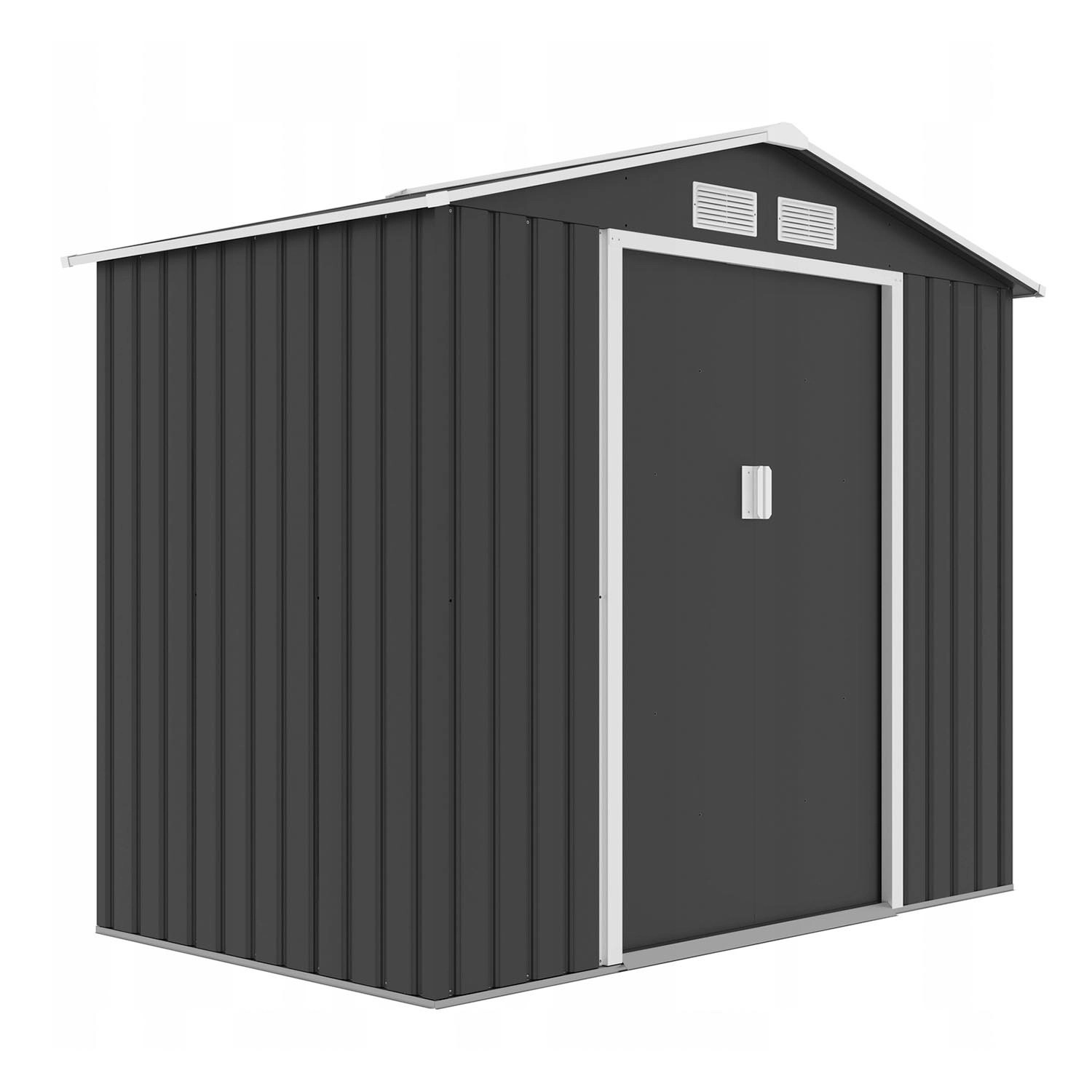 Domek ogrodowy metalowy antracyt - 213 x 127 cm, wys. 185 cm