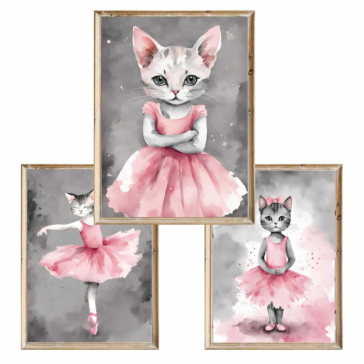 Zestaw trzech plakatów dla dzieci Ballerina Cat - A3