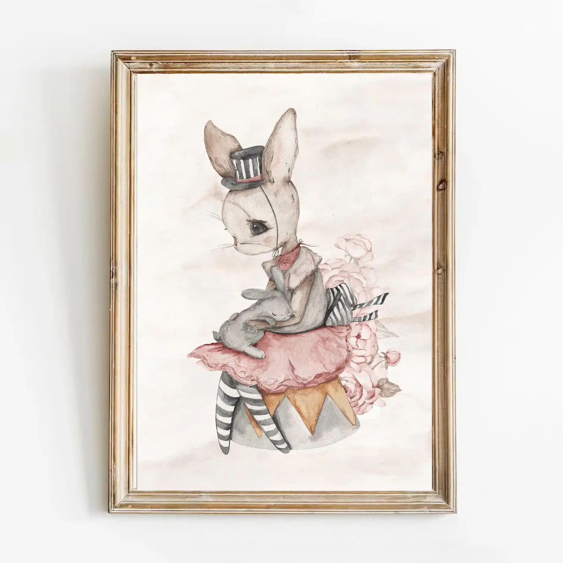 Plakat Ballerina z Króliczkiem w kapeluszu - Sam plakat A3