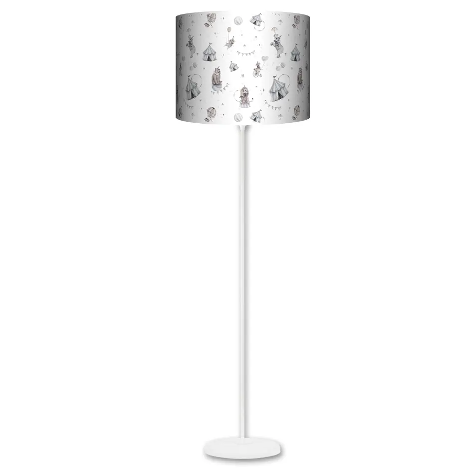 Lampa stojąca MAXI Baśniowy Cyrk na bieli - kolor podstawy do wyboru FL - szary