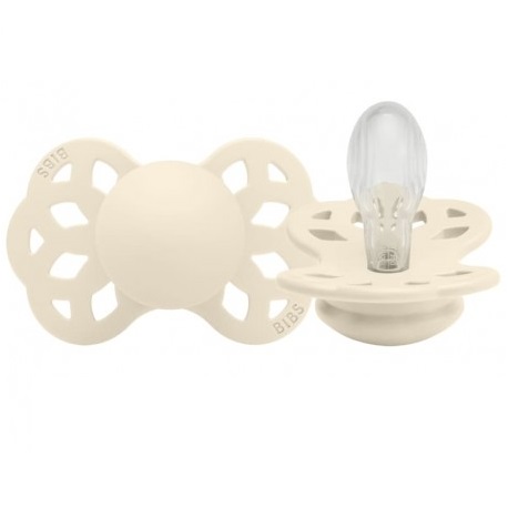 BIBS INFINITY ANATOMICAL 2-PACK IVORY Smoczek ortodontyczny silikonowy BBTB - rozmiar M - 6 m+